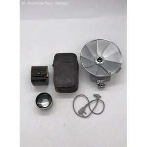 Ricoh AUX Telephoto Lens 1:2.8 4.5cm & Ricoh Flash Unit BC 605 Untested W/ Case